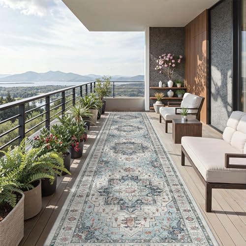 Madane Hallway Runner Rug 3x14 Washable Kitchen Runners Long, Blue - Image 2