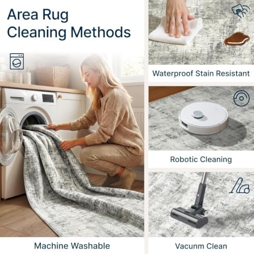 9x12 Area Rugs Washable Modern Abstract Living Room Bedroom Rug - Image 4