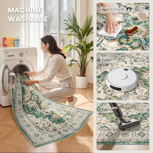 zesthome 9x12 Area Rugs for Living Room,Large Washable Rug,Green - Image 5