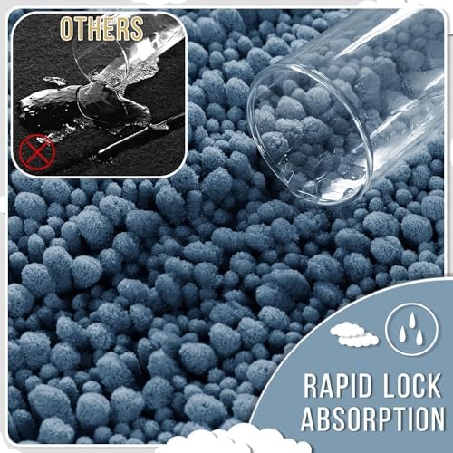 Yimobra Bathroom Runner Rug 70x24 Inch - Extra Long Non Slip Chenille Bath Mat, Soft & Absorbent, Machine Washable Shaggy Hallway Carpet for Vanity Tub Shower, Denim Blue Home Decor Accessories - Image 5