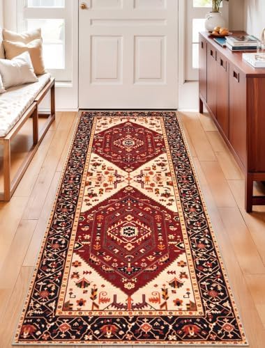 SERISSA 2x5 Washable Non Slip Boho Runner Rug for Hallway，Red Black - Image 5