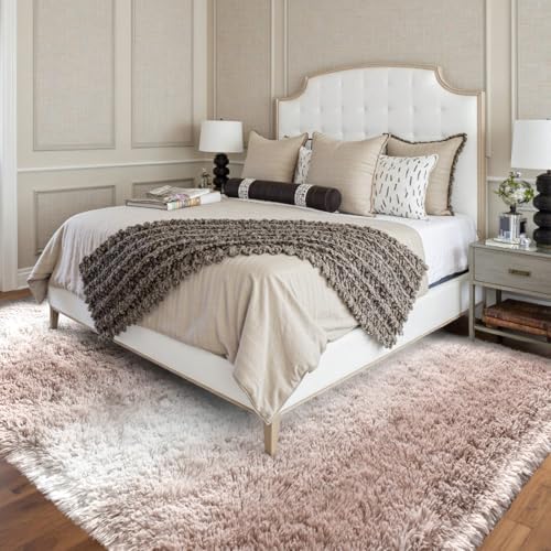 FinRèc Home 8x10 Non-Slip Fluffy Area Rugs for Living Room (Striped Beige) - Image 2