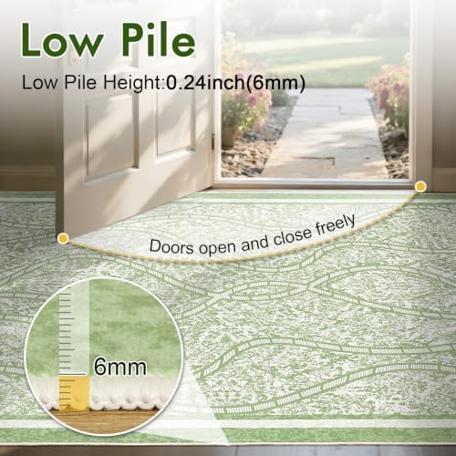 6x9 Ft Abstract Area Rugs for Living Room, Thin Soft Washable Carpet Green - Image 6