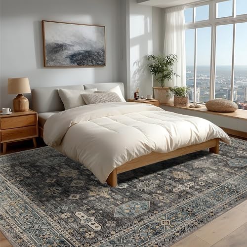 Ruaruarug Washable Area Rug 8×10 for Living Room, Ultra Soft, Silver - Image 2