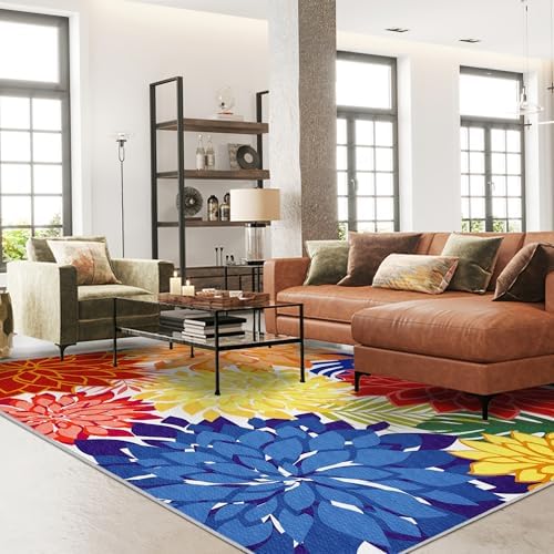 Outdoor Rug Waterproof, Washable Patio Rug for Deck, 9x12, Colorful - Image 2