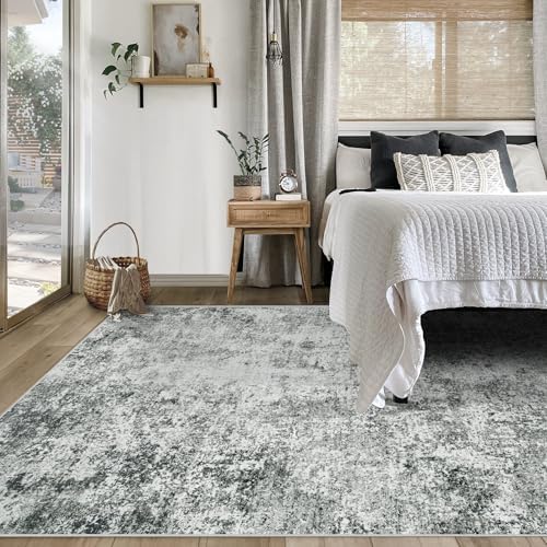 XLUEZ 5x7 Area Rugs for Living Room, Washable Modern Abstract Large Area Rug Neutral Soft Non Slip Kids Rug Stain Resistant Indoor Carpet for Bedroom Nursery Dining Room Playroom(Grey, 5'x7') - Image 4