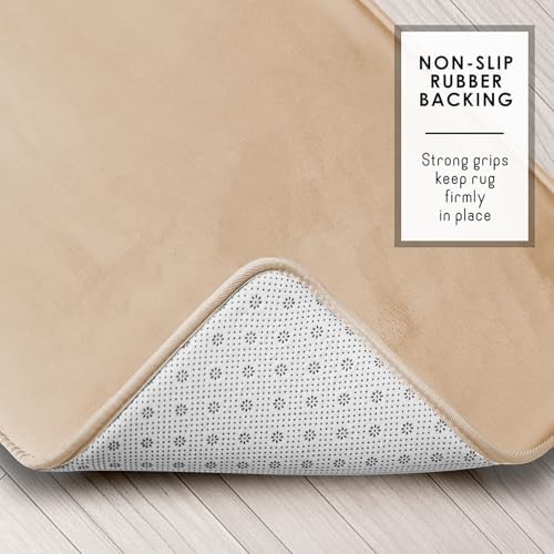 Clara Clark 2 Piece Bathroom Rugs, Velvet Memory Foam Bath Mat Set, Non-Slip Bath Rugs, Machine Wash, Dries Quickly, Ultra Soft Plush Bath Mats for Bathroom, 17 x 24 + Contour, Cream - Image 4