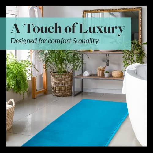 Memory Foam Bath Mat Non Slip Absorbent Super Cozy Velvet Bathroom Rug Carpet (72 inches X 24 inches, Caribbean Sea) - Image 3