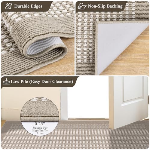 Ileading Indoor Door Mat, Absorbent Muddy Mats for Dogs, Low-Profile Entrance Welcome Mat with Non-Slip Rubber Backing, Washable Runner Carpet for Hallway,Entryway,Kitchen (Beige 32×48inch) - Image 5