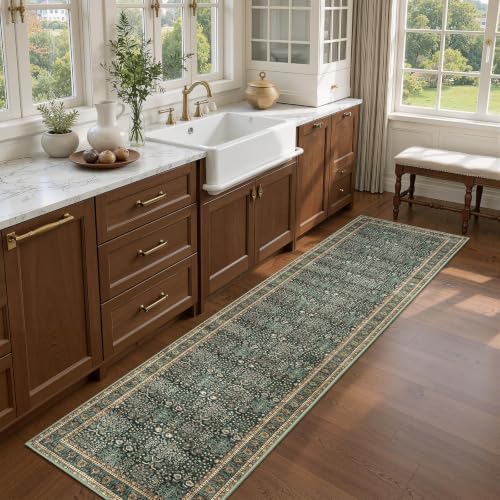 Lofus 2x8 Area Rugs for Hallways, Washable Non-Slip Runner Rug, Green - Image 3