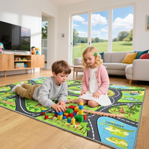 BENRON Zoo Kids Car Rug 5x7 for palyroom, Educational Animal Play Mat - Image 3