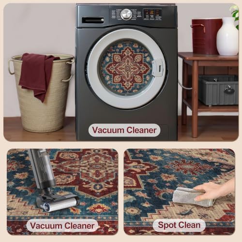 Tangsoo Oriental Red 5x7 Washable Area Rugs for Living Room, Non Slip Rug - Image 5
