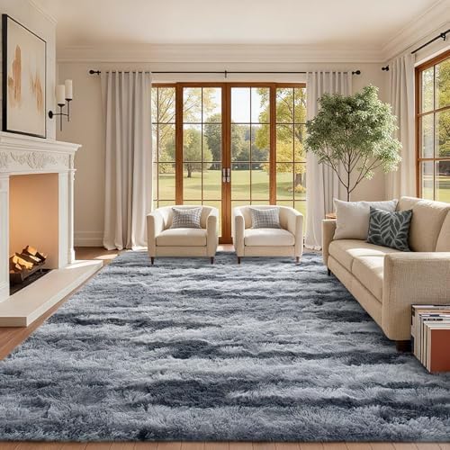 9x12 Ft Extra Large Shag Rugs for Living Room, Ultra Soft Fluffy Furry Area Rugs for Bedroom Indoor Floor, Aesthetic Carpet for Kids Home Decor (Grey) by Cuzwlovita