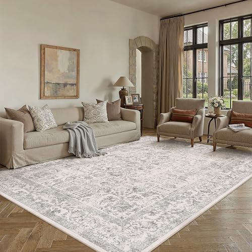 PureCozy Gray Area Rug 5x8 Vintage Floral - Image 2