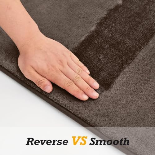 HUXMEYSON Bathroom Rugs Sets 3 Piece, Non-Slip & Quick Dry Bath Mat Set, Ultra Soft Velvet Bath Rugs for Bathroom, Toilet and Shower Floor, Brown - Image 3