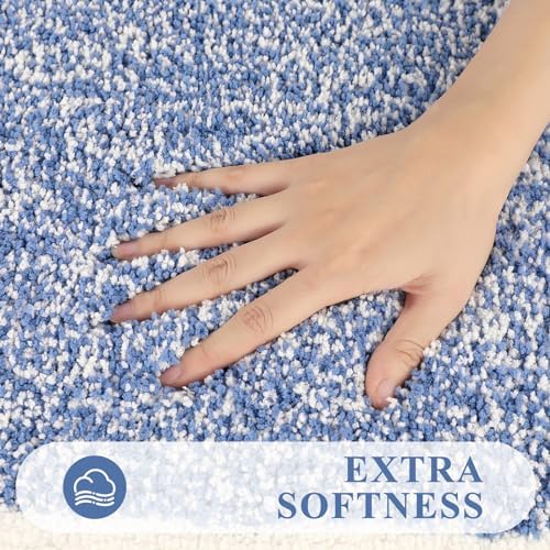 Pauwer Bathroom Rug Sets 3 Piece, Non Slip Washable Bath Mat, Blue - Image 3