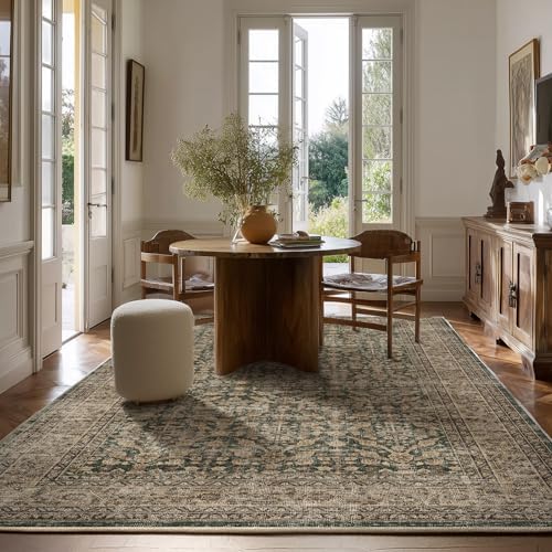 palohom 10x12 Area Rugs for Living Room: Large Area Rug Washable Stain Resistant Non Slip Distressed Vintage Rug Low Pile Faux Wool Soft Rug for Bedroom Farmhouse Dining Room Nursery Kids Playroom - Image 6