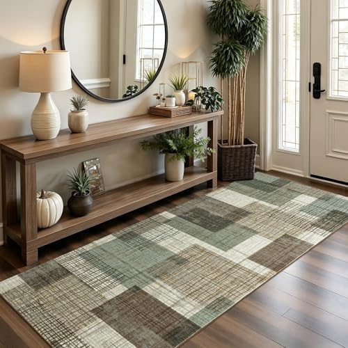 Washable 2x8 Runner Rug for Hallway Kitchen Bedroom, Green - Image 3