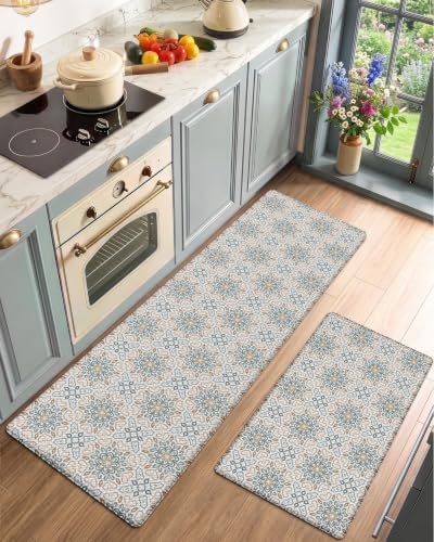 LUMI Kitchen Mats for Floor Set of 2 Cushioned Anti Fatigue, 17x30+17x59 - Image 4