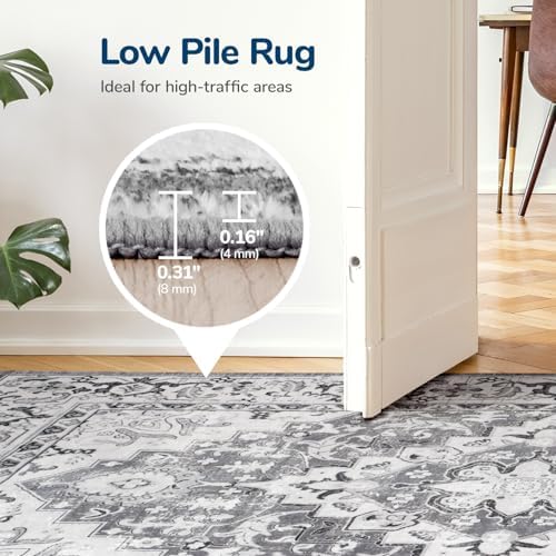 Lessymo 2 x 4 Entryway Rug Machine Washable Boho Area Rug for Bedroom, Grey - Image 7
