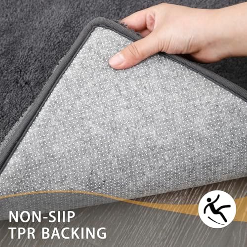 MINIDEAR Bathroom Rugs 44x24 Volcanic Gray - Thick Memory Foam Bath Mat, Ultra Soft & Plush Fluffy, Non-Slip, Quick Dry, Absorbent Washable Floor Microfiber Mat for Tub, Home Decor Accessories - Image 2