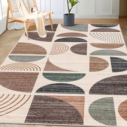 MUJOO 3x5 Rug Washable,Boho Area Rugs Small Non Slip Modern Abstract by MUJOO