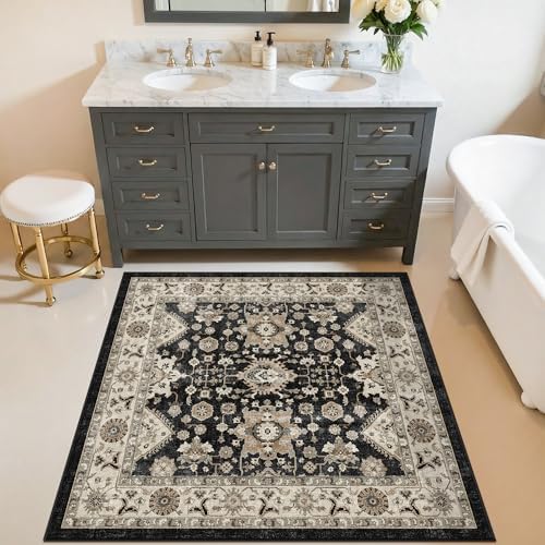 Washable 4x4 Square Entry Rug: Rugs for Kitchen Bedroom Entryway Bathroom - Image 6