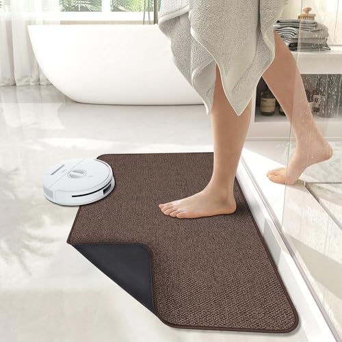 Bath Mat,Ultra Thin Bathroom Rugs,Rubber Bath Mats for Bathroom,No Slip Bath Rugs,Quick Dry,Machine Washable,Low Pile,Absorbent,Shower Outside,Sink,Home Decor Accessories.Brown,1'8"x2'8"(20x32inch) - Image 6