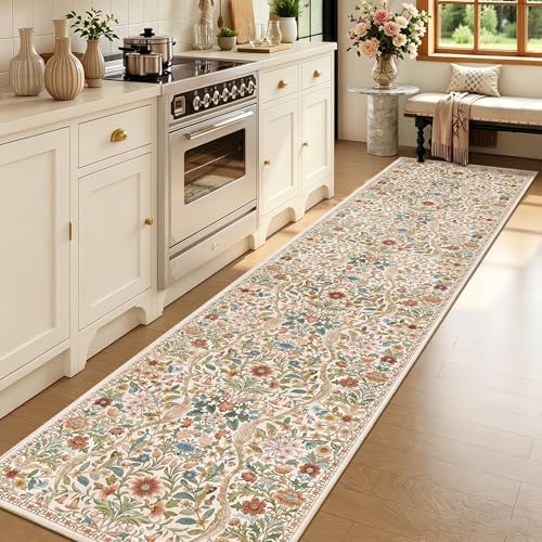 3x12 Floral Runner Rug for Kitchen Washable Hallway Runner Rug - Image 3