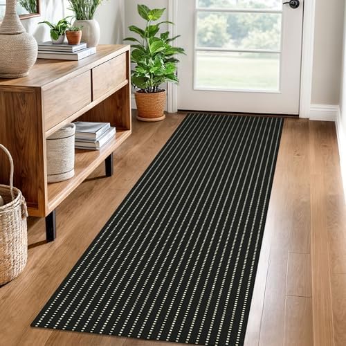 EARTHALL Washable Runner Rug, Non Slip Hall Runner, 2x6 Ft, Black/Cream by Unknown