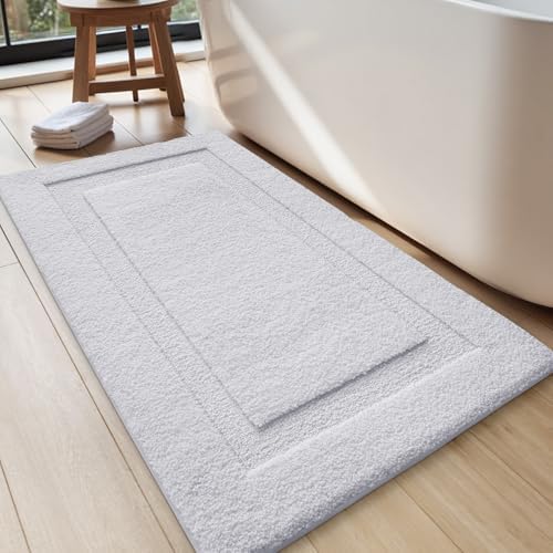 LUMI Large Bathroom Rugs Soft Absorbent, Non Slip Bath Mat 24x43, White by LUMI