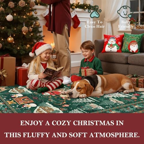 Rugxara Christmas Rug 5x7 Area Rugs for Living Room Bedroom, Green - Image 6