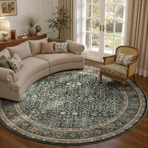 Lofus 6ft Washable Area Rug for Living Room, Non-Slip Green Boho Carpet by Lofus