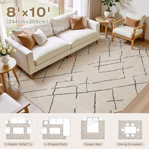 kakania Washable 8x10 Area Rug for Living Room: Boho Geometry Home Decor - Image 2