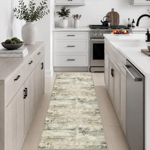 2x6 Washable Runner Rug：Modern Abstract Soft Carpet Ash Brown by FXRHLP