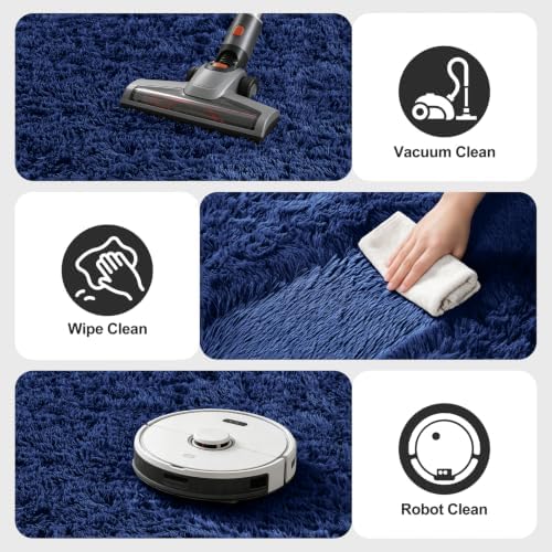 Shag Area Rugs for Bedroom Living Room,6X9 Ultra Soft Fluffy Area Rugs for Dorm,Indoor Carpet Plush Rugs for Living Room Home Decor,Navy Blue - Image 6