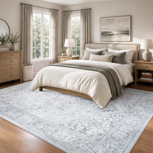 5x7 Washable Area Rugs for Bedroom Grey Non-Slip Rug - Image 2