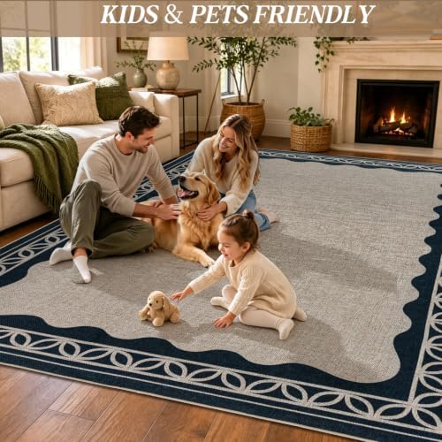 5×7 Easy Jute Rug Washable Rugs Low Pile Indoor Farmhouse Neutral Non Slip Rug Modern Carpet Door Mat for Backyard Bedroom Kitchen Porch Patio Black - Image 4