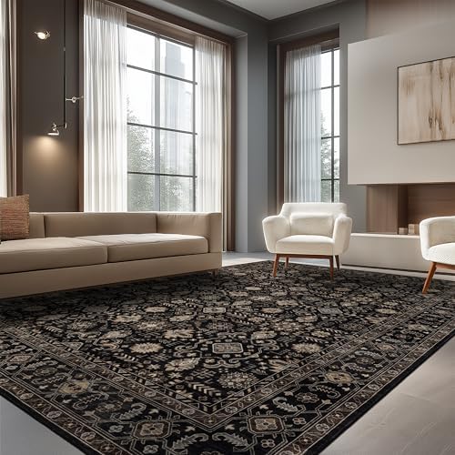 Ruaruarug Washable Area Rug 10×14 for Living Room, Ultra Soft, Black Gold - Image 4