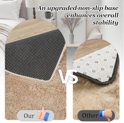 Area Rug Living Room Bedroom: 4x6 Fluffy Plush Shag Carpet Beige - Image 6