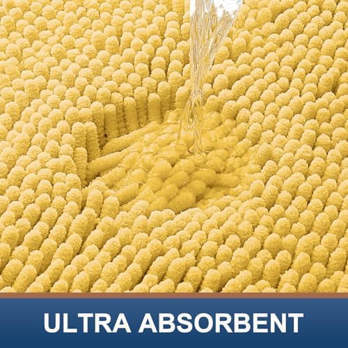Smiry Luxury Chenille Toilet Rugs U-Shaped 20x20, Soft Absorbent Non-Slip Contour Bathroom Rugs for Toilet, Machine Washable Contoured Bath Mats, Yellow - Image 4