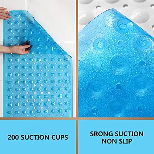 Upgrade Baby Bath Mat Non Slip Extra Long Bathtub Mat for Kids 40 X 16 Inch - Eco Friendly Bath Tub Mat with 200 Big Suction Cups,Machine Washable Shower Mat,Blue - Image 3