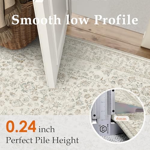 PureCozy 2x6 Taupe Runner Rug Washable Hallway Non Slip Kitchen Vintage - Image 2