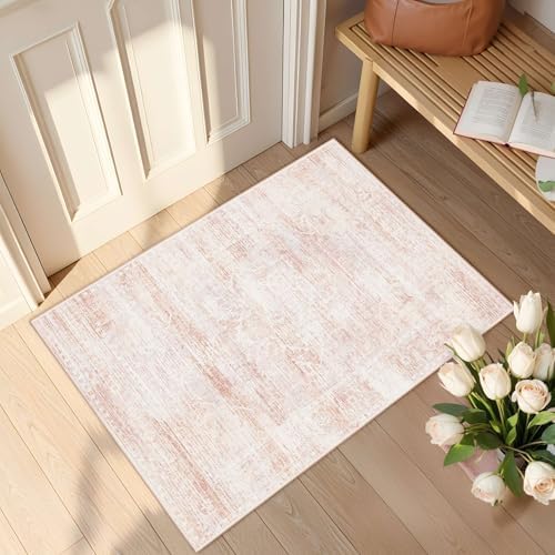 Entryway Rug 2x3 Washable Non Slip Pink Area Rugs for Kitchen - Image 3