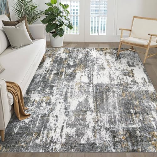 LOONGRUG 6x9 Area Rug Washable Neutral Moder Living Roomn Rug Black White by LOONGRUG