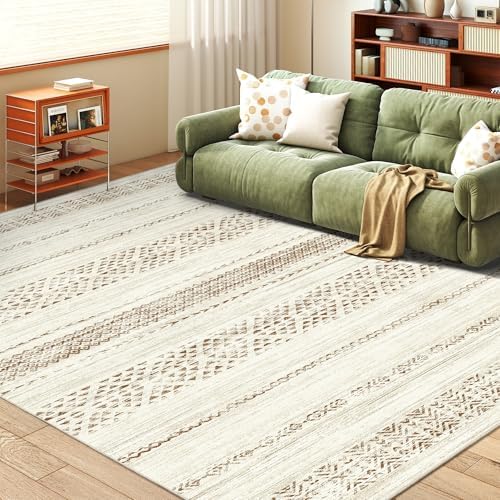 Miukiki 6x9 Area Rug Washable Non Slip Rug for Living Room Brown by Miukiki