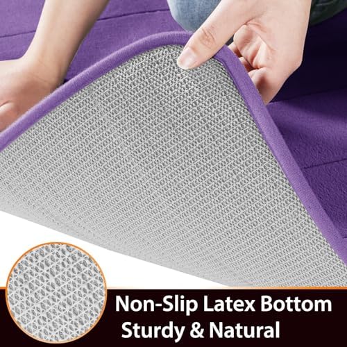Yimobra Memory Foam Bath Mat, Super Soft Absorbent Bathroom Rug Non Slip, Quick Dry, Machine Washable Floor Carpet for Tub Shower, Home Decor Accessories, 24x17, Lavender - Image 5