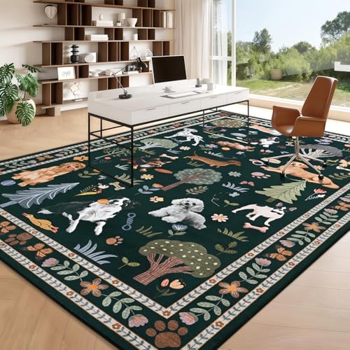 ST. BRIDGE 8x10 Black Living Room Rug, Washable Large Area Rug with Non Slip Backing, Soft Stain Resistant Dog Rugs, Low Pile Animal Indoor Carpet for Kids Room Bedroom Dining Room Home Office - Image 7