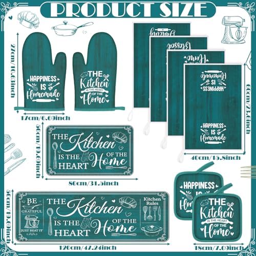 Fourluoo 10 Pcs Vintage Teal Kitchen Decor and Accessories Set - Image 4