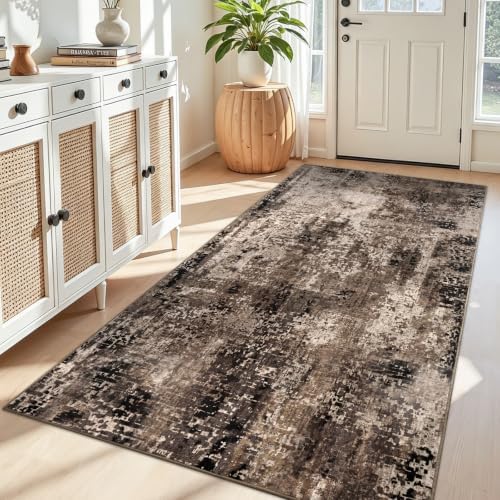 Entryway Rug 3x6 Brown Bedroom Area Rug Washable Non Slip Abstract Boho Rugs for Indoor Entry, Kitchen, Classroom, Bathroom, Kids Girls Room, Office, College Dorm Small Carpet - Image 2